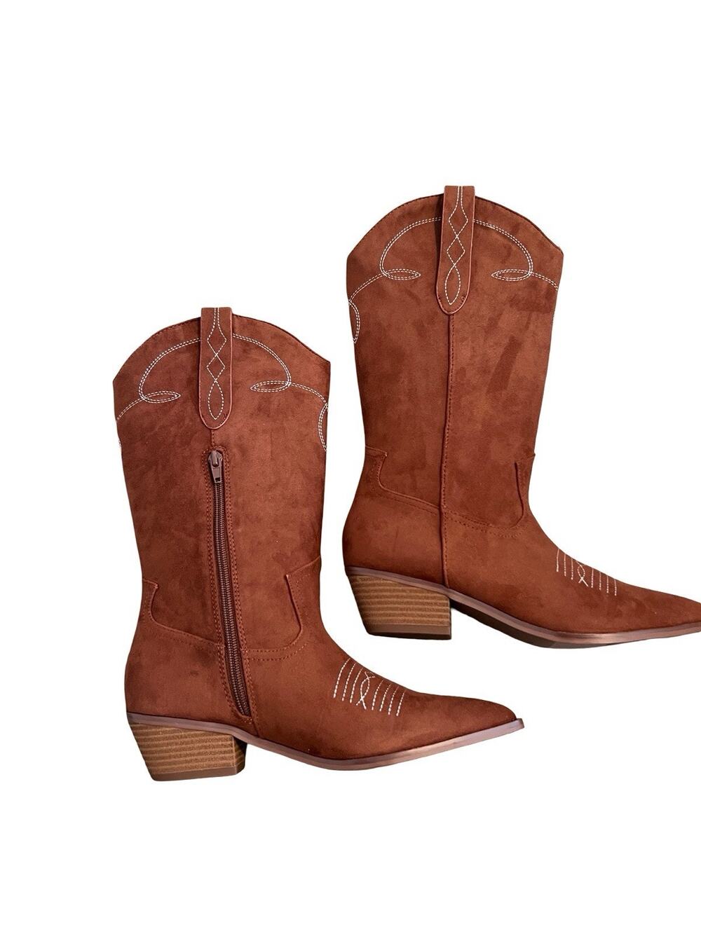 The Drop Women’s Ace Cowboy Western Boots Cognac Brown Size 7